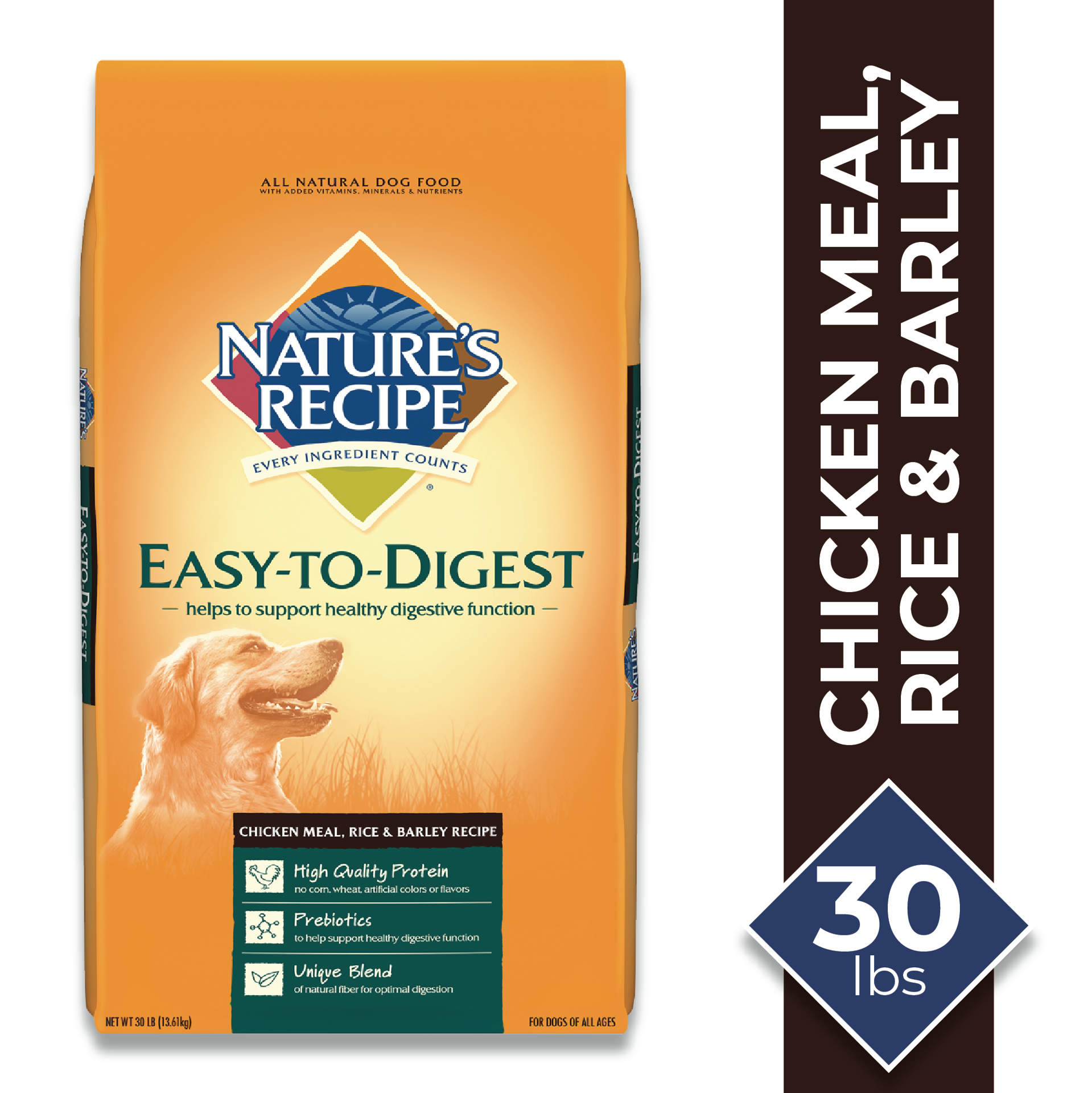 slide 3 of 3, Nature's Recipe Chicken Meal, Rice & Barley Recipe Dry Dog Food, 30 Pounds, Easy to Digest, 30 lb