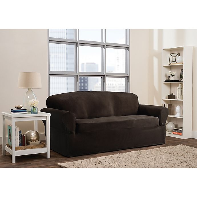 slide 1 of 2, Smart Fit Roland Polyester Stretch Sofa Slipcover - Chocolate, 1 ct