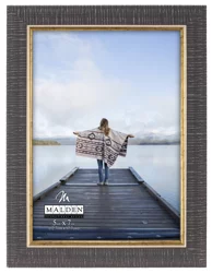 Malden Distressed Charcoal Striped Gold Frame 8x10