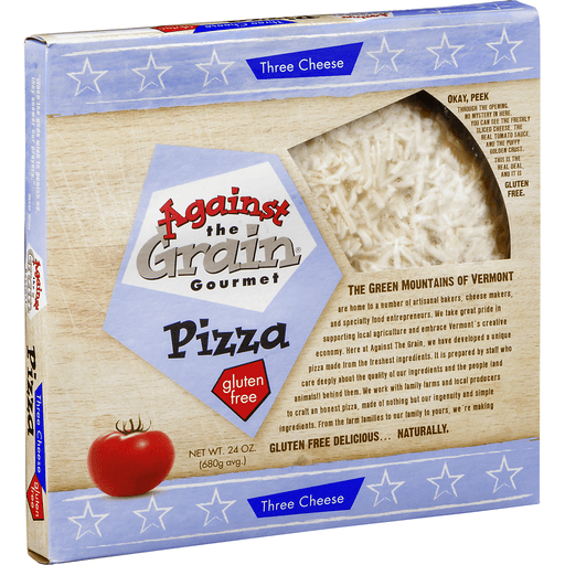 slide 2 of 8, Against the Grain Gluten Free Three Cheese Pizza, 24 oz