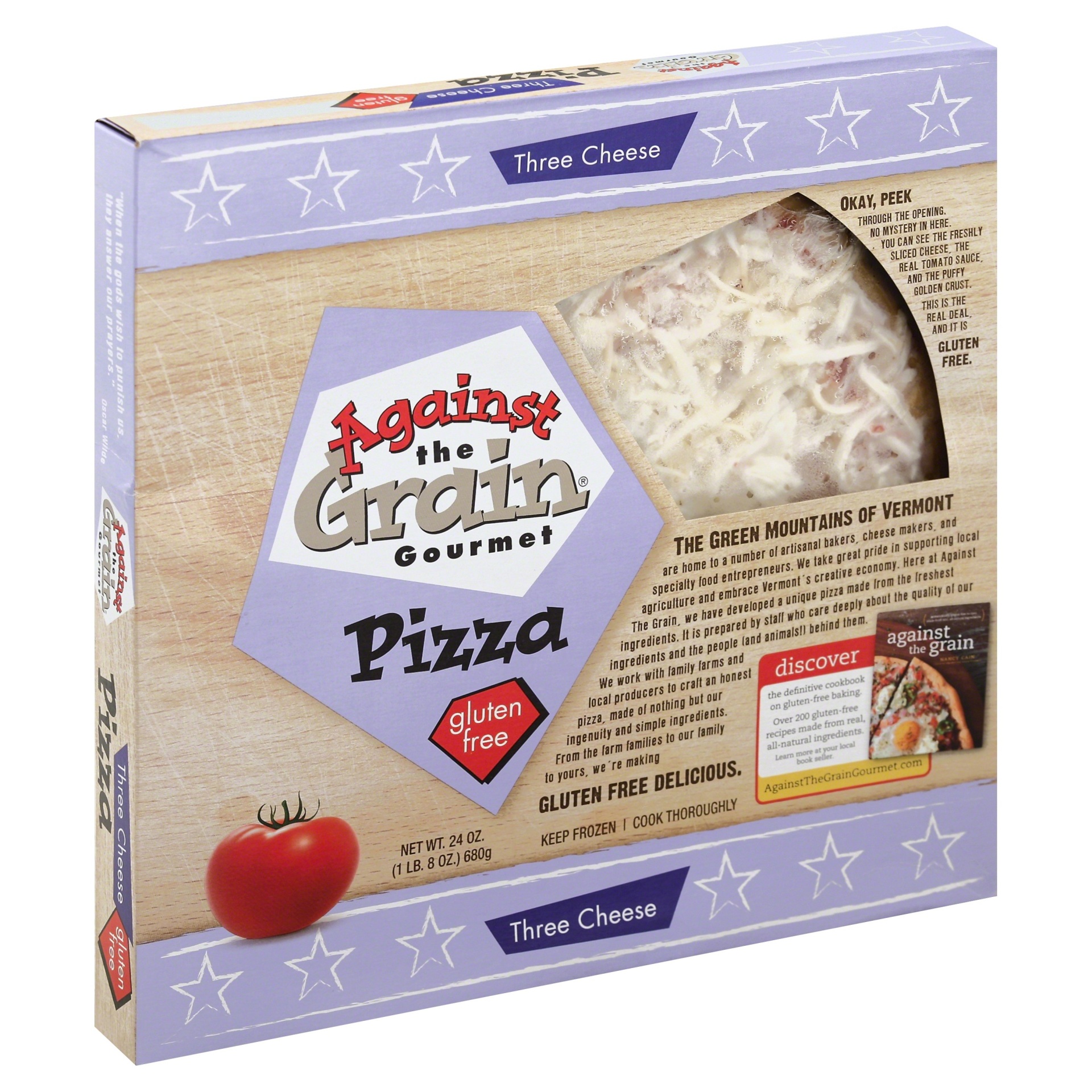 slide 1 of 8, Against the Grain Gluten Free Three Cheese Pizza, 24 oz