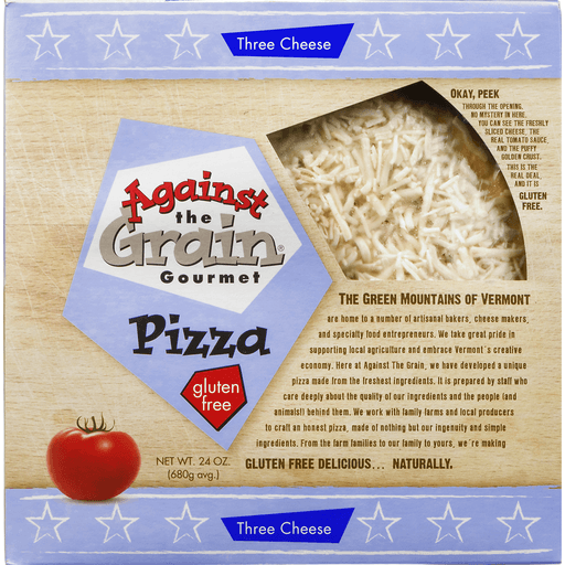 slide 3 of 8, Against the Grain Gluten Free Three Cheese Pizza, 24 oz