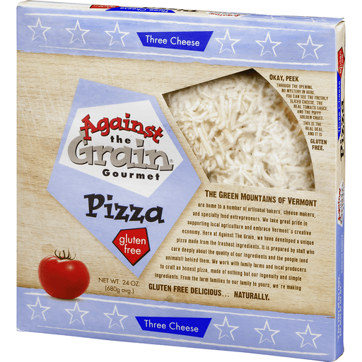 slide 4 of 8, Against the Grain Gluten Free Three Cheese Pizza, 24 oz