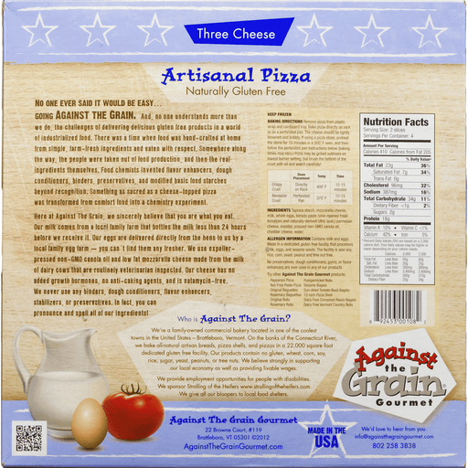 slide 7 of 8, Against the Grain Gluten Free Three Cheese Pizza, 24 oz