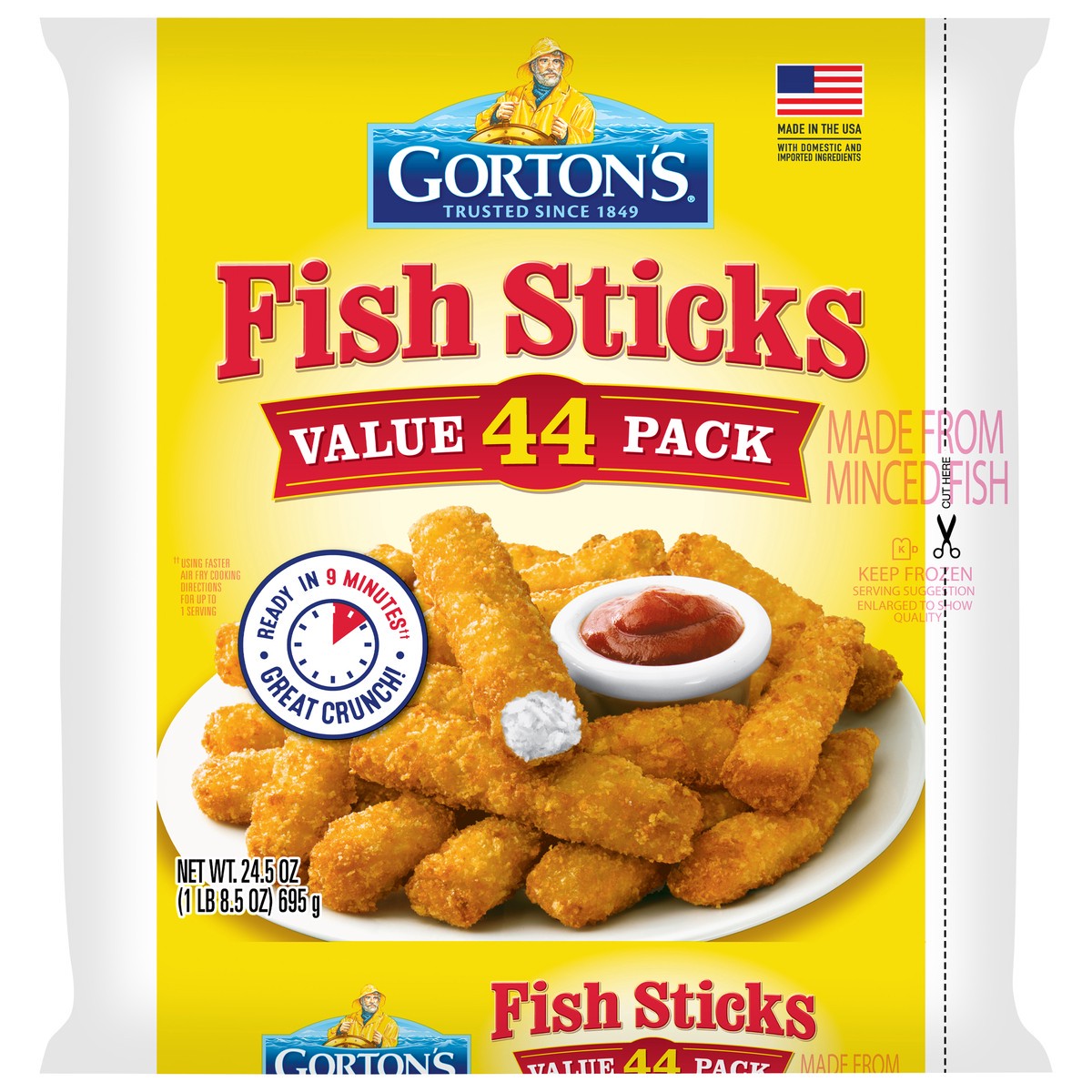 slide 1 of 9, Gorton's Fish Sticks Value Pack 44 Each, 44 ct