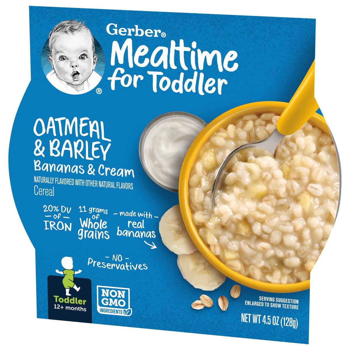 slide 7 of 9, Gerber Oatmeal & Barley Bananas & Cream Cereal 4.5 oz Meals Bowl, 4.5 oz