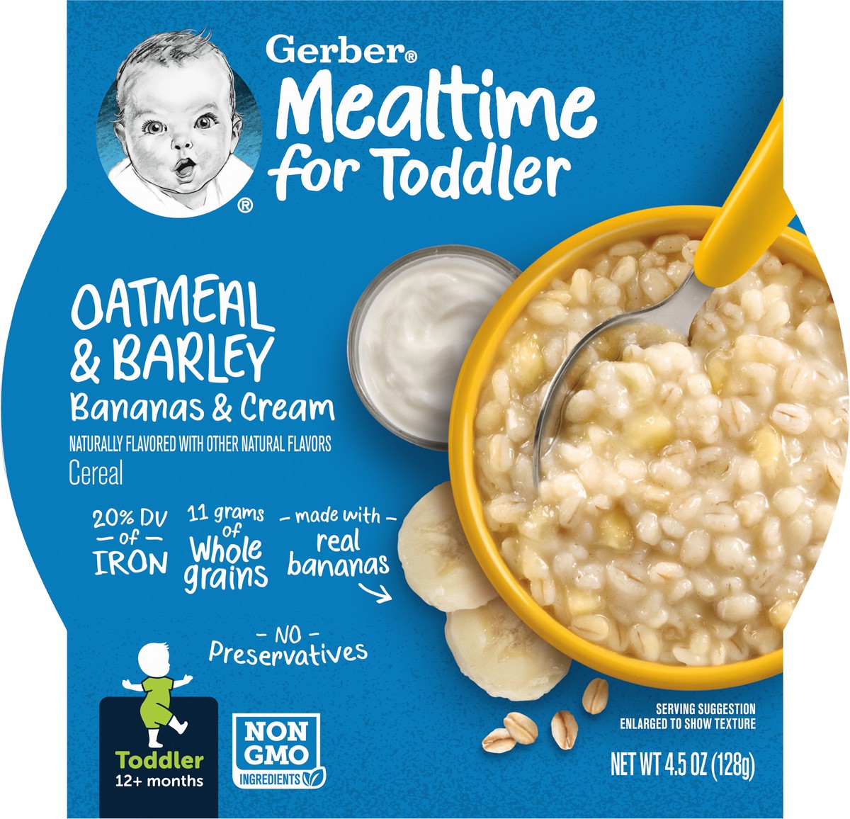 slide 9 of 9, Gerber Oatmeal & Barley Bananas & Cream Cereal 4.5 oz Meals Bowl, 4.5 oz