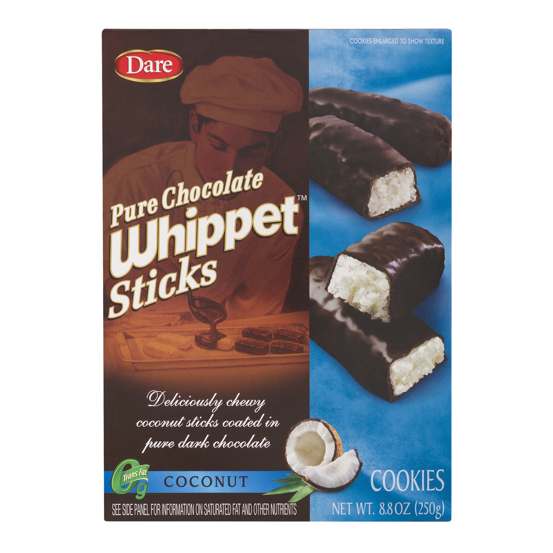 slide 1 of 1, Dare Foods Dare Pure Chocolate Whippet Sticks Coconut, 8.8 oz