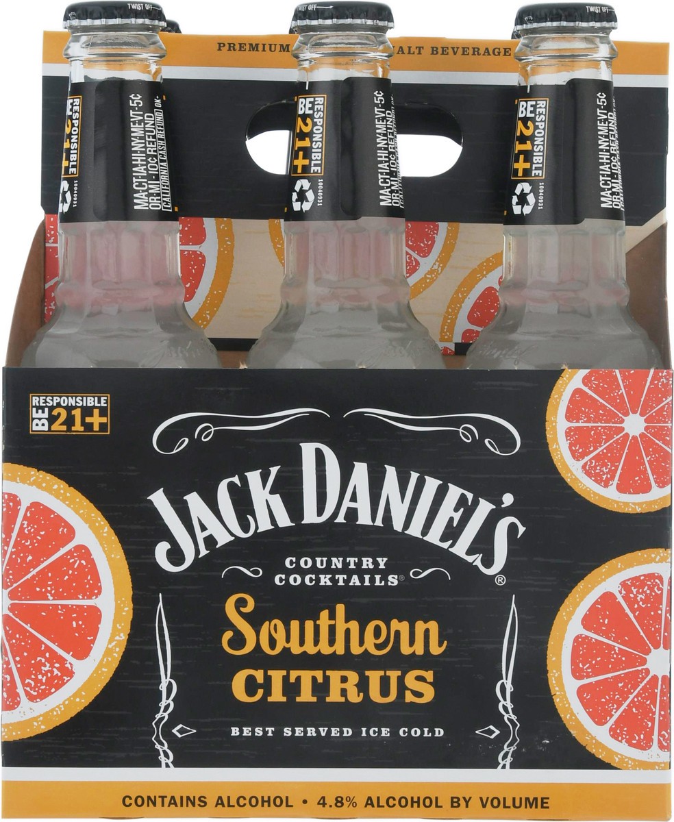 slide 5 of 8, Jack Daniel'S Country Cocktail Malt Southern Citrus Jack Daniel's Country Cocktails Southern Citrus, 6 Pack, 10 fl oz Glass Bottles, 4.8% ABV, Domestic Flavored Malt Beverage, 6 ct; 10 oz