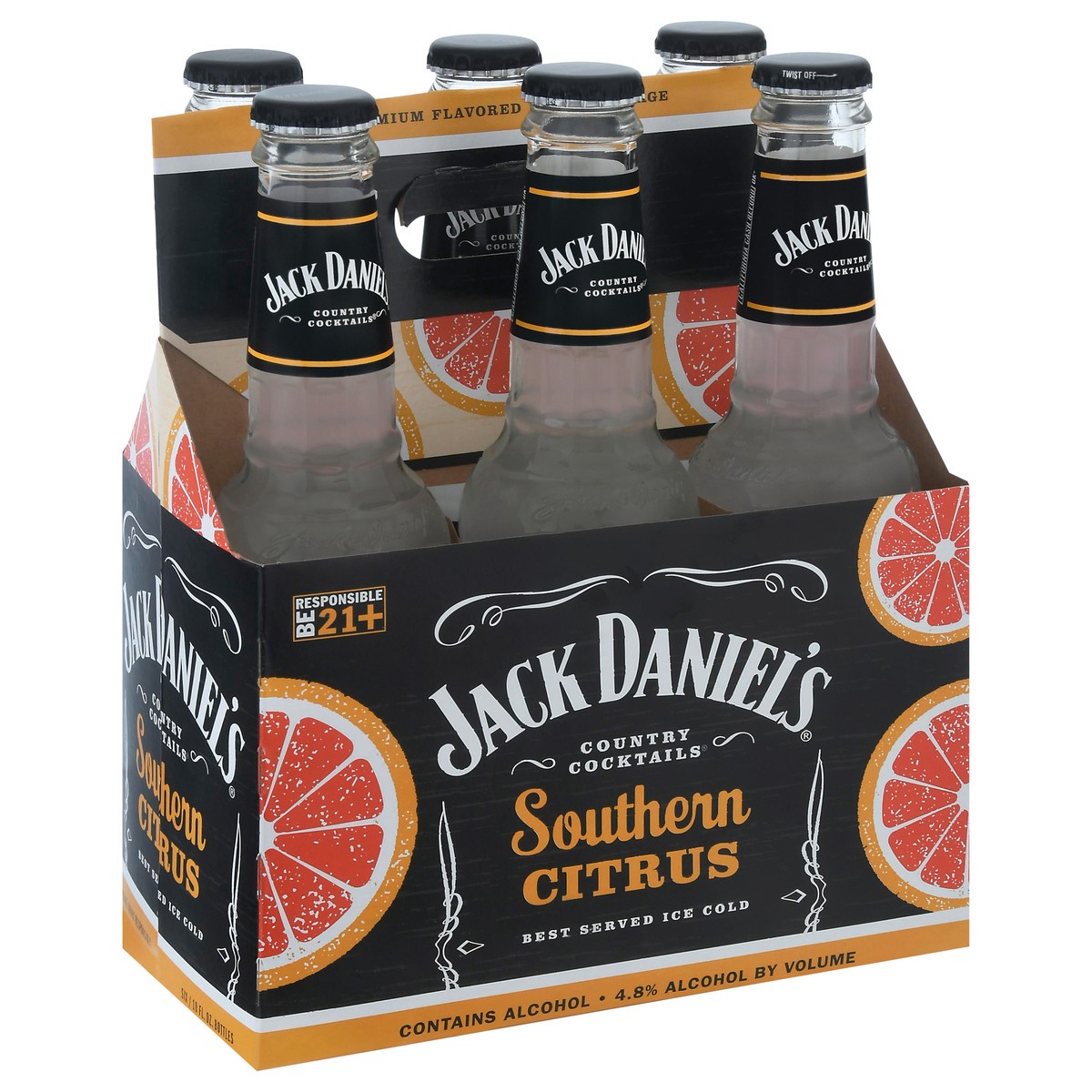slide 6 of 8, Jack Daniel'S Country Cocktail Malt Southern Citrus Jack Daniel's Country Cocktails Southern Citrus, 6 Pack, 10 fl oz Glass Bottles, 4.8% ABV, Domestic Flavored Malt Beverage, 6 ct; 10 oz