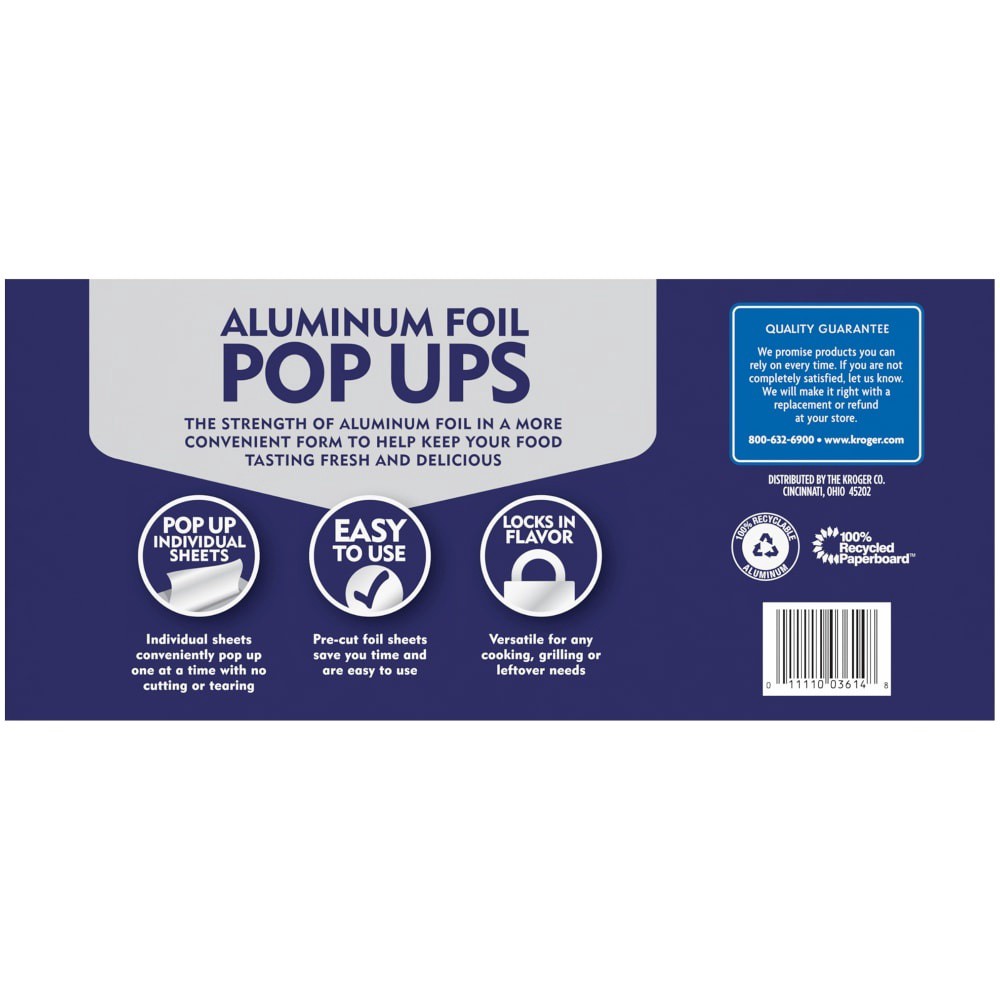 slide 3 of 5, Kroger Aluminum Foil Pop Ups Individual Sheets Box, 50 ct