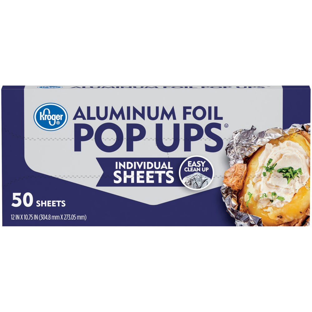 slide 1 of 5, Kroger Aluminum Foil Pop Ups Individual Sheets Box, 50 ct