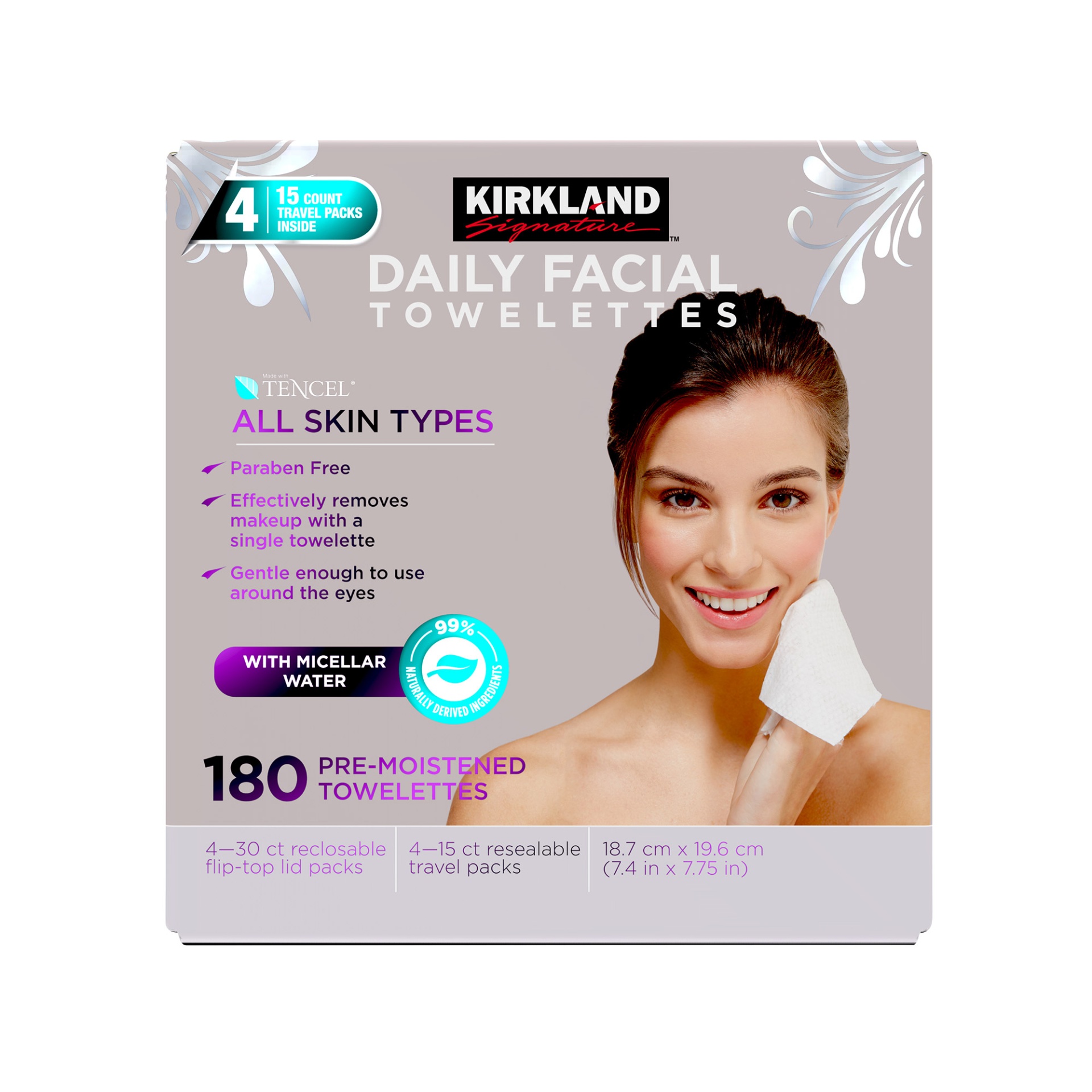 slide 1 of 1, Kirkland Signature Daily Facial Cleansing Towelettes, 