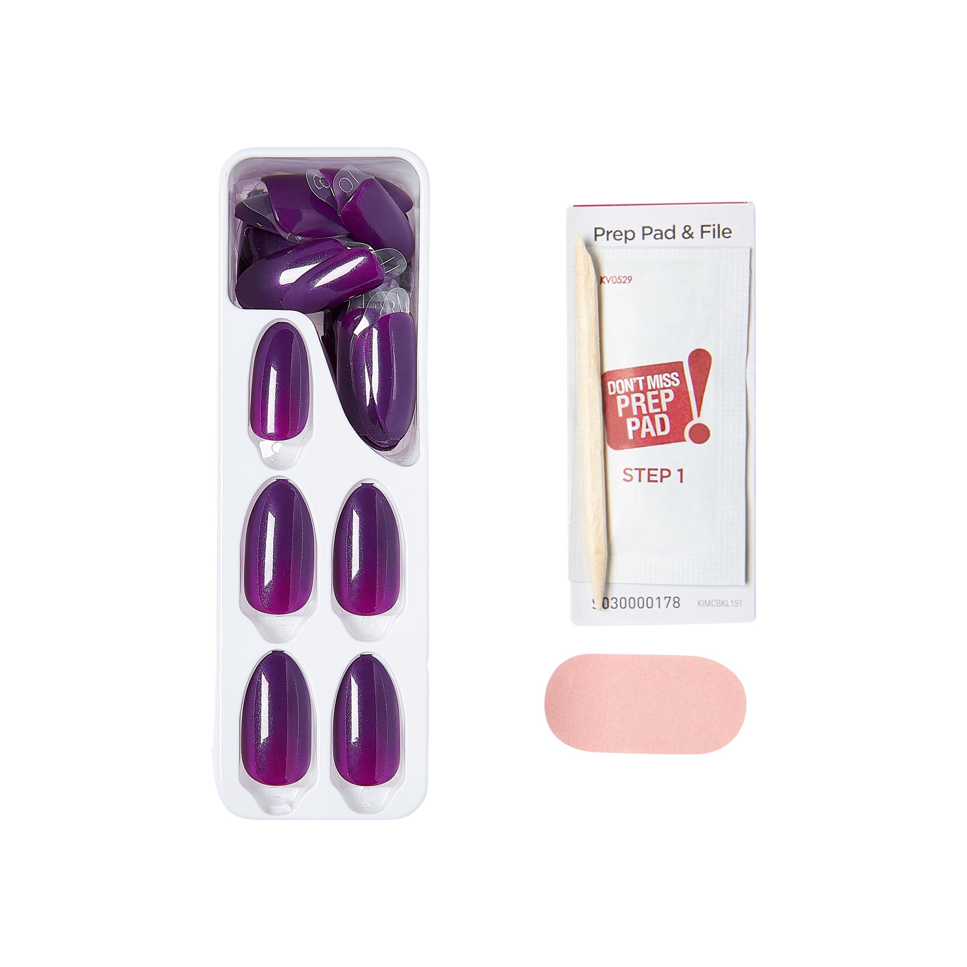 slide 2 of 5, imPRESS Color Press-On Nails, Halloween, No Glue Needed, Purple, Medium Almond, 33Ct., 34 pc