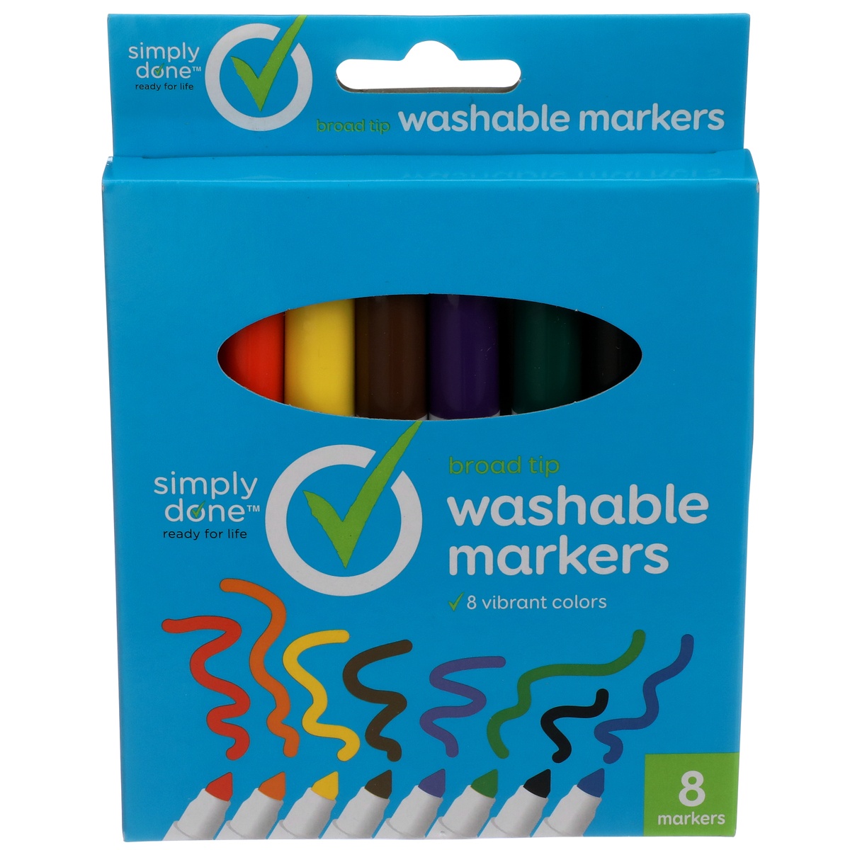 slide 1 of 1, Simply Done Washable Markers Broad Tip, 8 ct