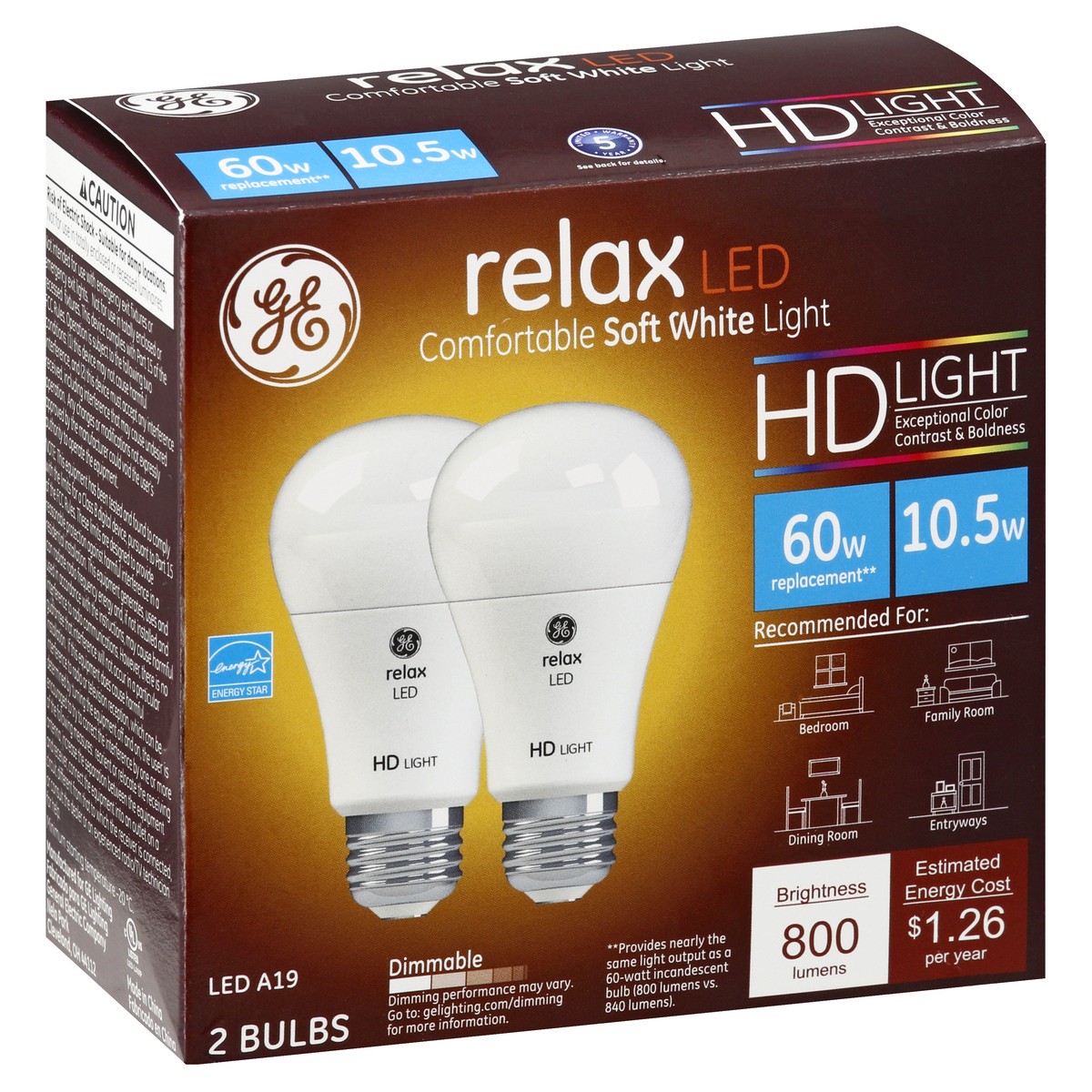 slide 11 of 11, GE Relax 10.5 Watts Soft White LED Light Bulbs 2 ea, 2 ct