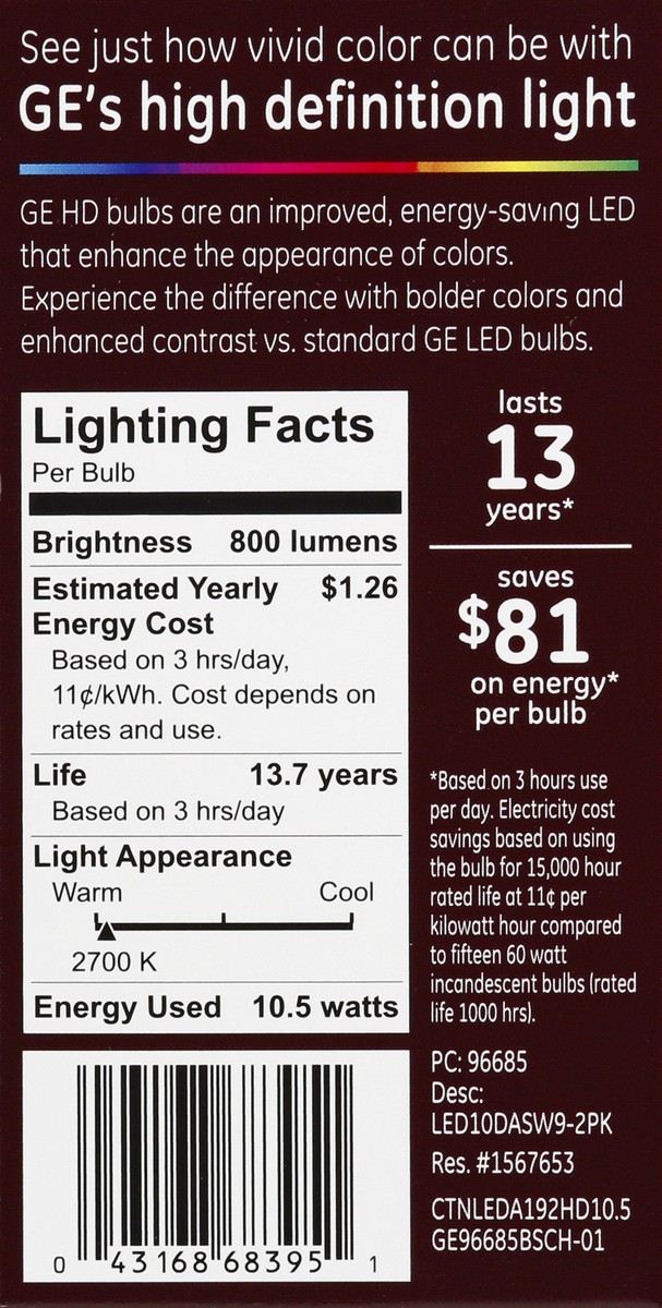 slide 7 of 11, GE Relax 10.5 Watts Soft White LED Light Bulbs 2 ea, 2 ct