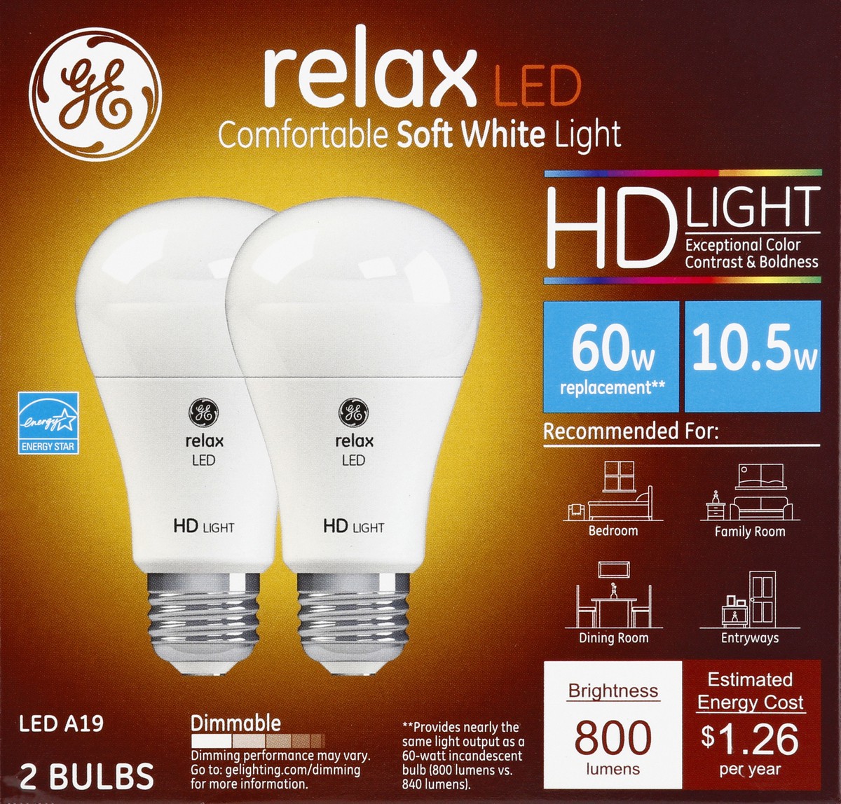 slide 1 of 11, GE Relax 10.5 Watts Soft White LED Light Bulbs 2 ea, 2 ct
