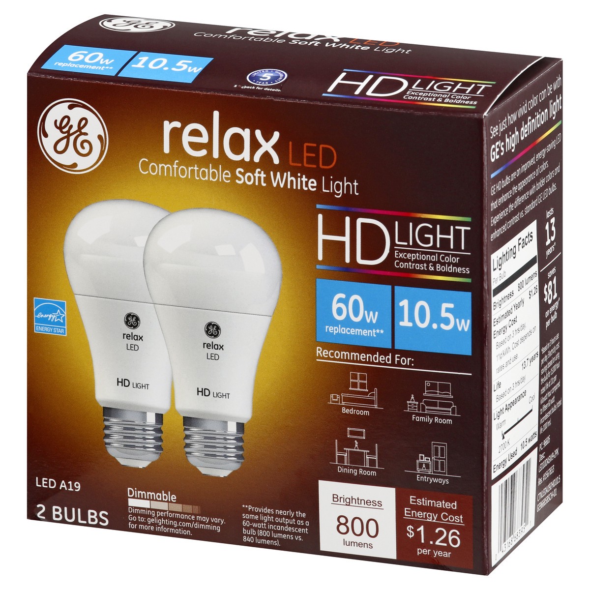 slide 9 of 11, GE Relax 10.5 Watts Soft White LED Light Bulbs 2 ea, 2 ct