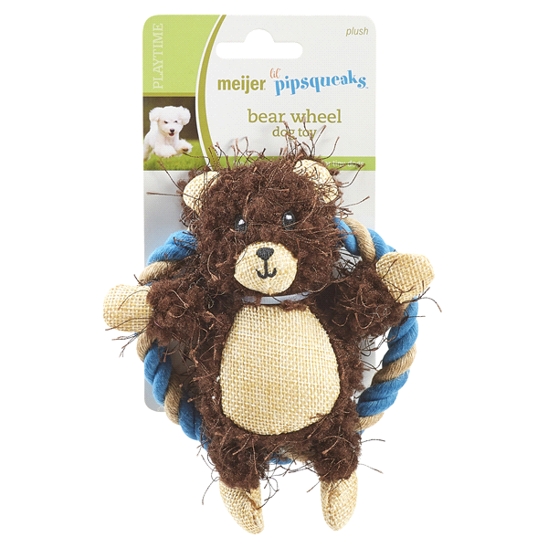 Meijer Lil Pipsqueaks Dog Toy, Plush Bear Wheel 1 ct Shipt