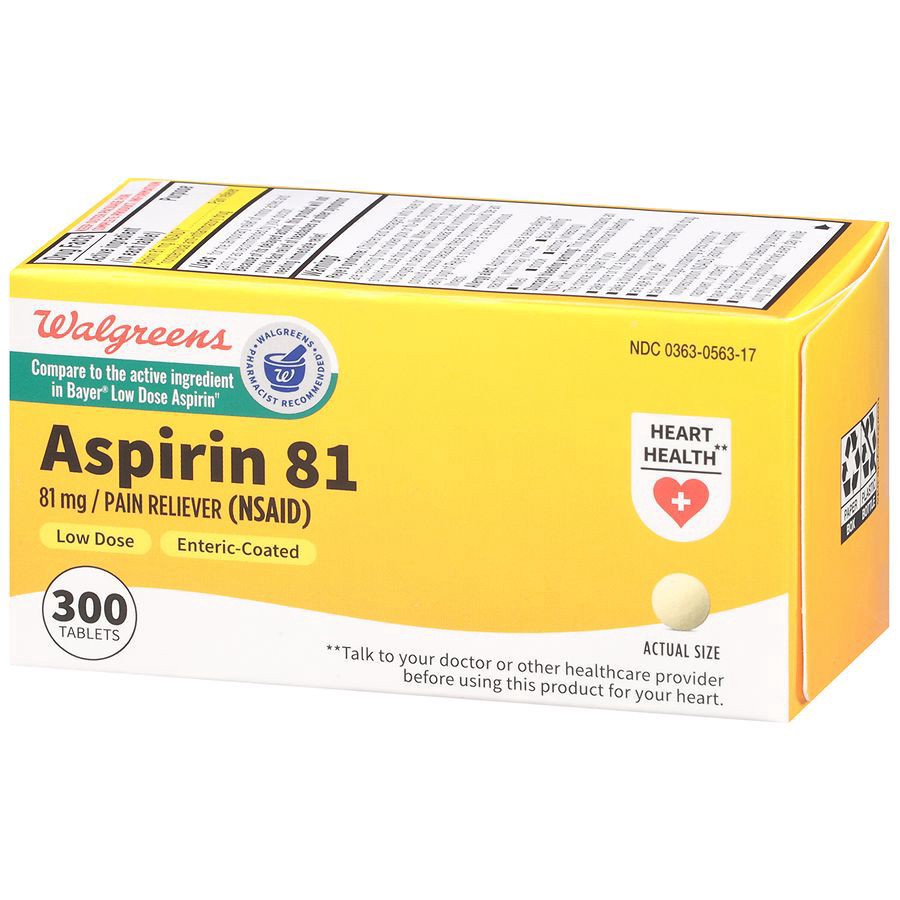 slide 4 of 5, Walgreens Low Dose Aspirin 81 Coated Tablets, 300 ct