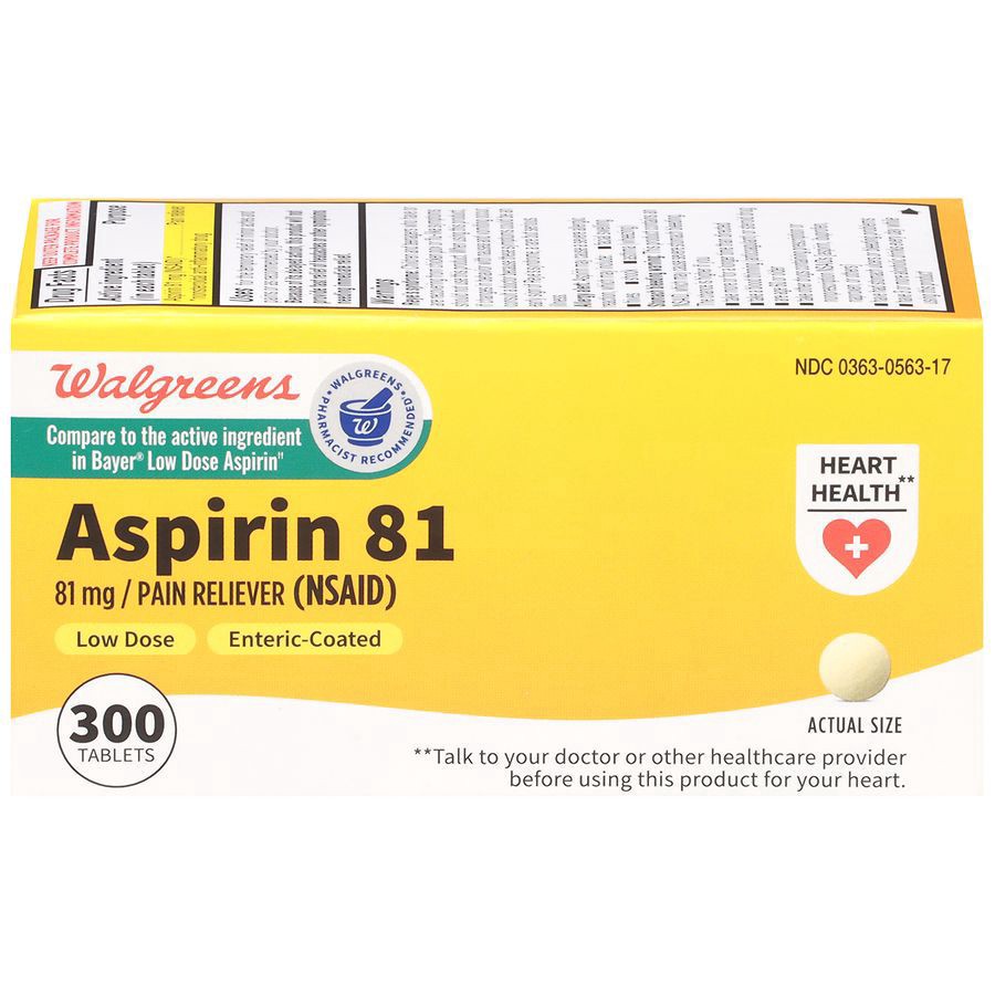 slide 1 of 5, Walgreens Low Dose Aspirin 81 Coated Tablets, 300 ct
