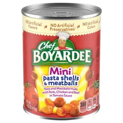 Chef Boyardee Mini Pasta Shells and Meatballs in Tomato Sauce, Ready-to-Eat Meal, 14.75 oz. Can