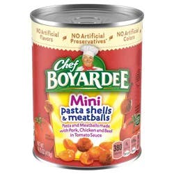 Chef Boyardee Mini Pasta Shells and Meatballs in Tomato Sauce, Ready-to-Eat Meal, 14.75 oz. Can