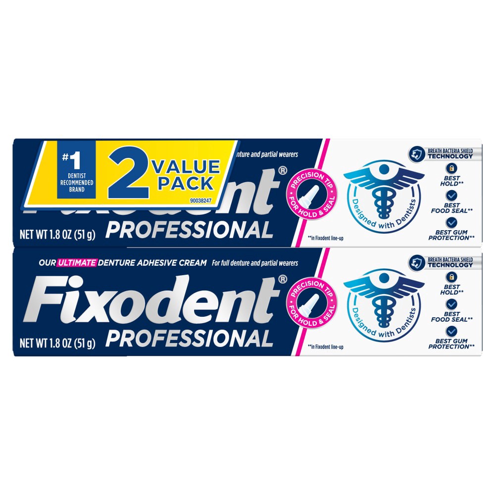 slide 1 of 1, Fixodent Professional Ultimate Denture Adhesive Cream for Full and Partial Dentures, 1.8 oz, 2 ct