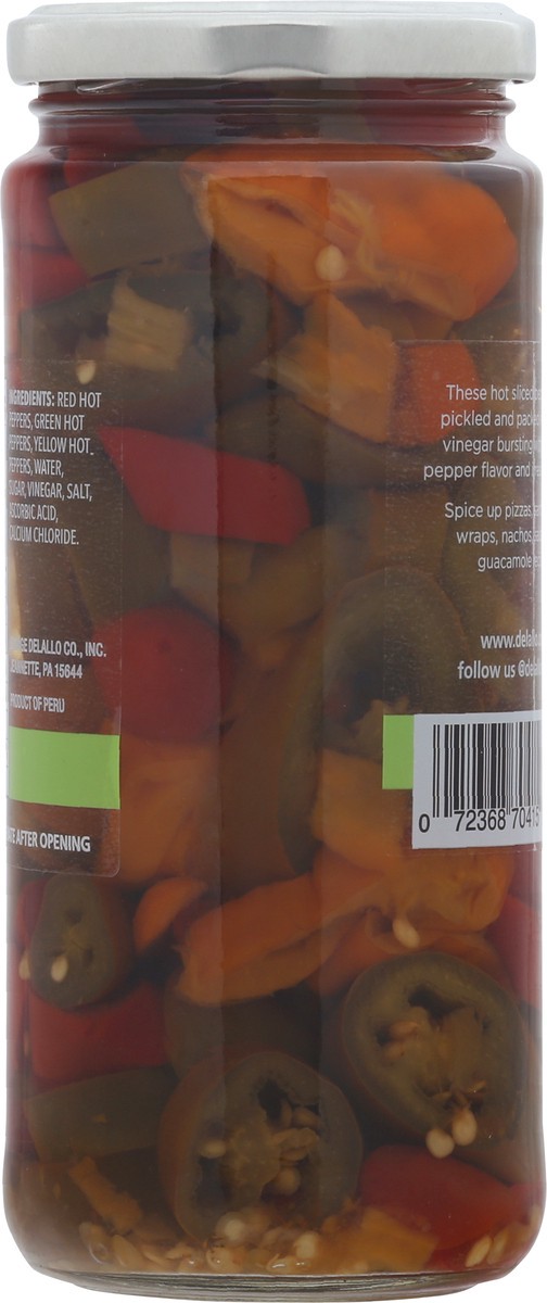 slide 9 of 13, DeLallo Sweet & Hot Tricolor Sliced Peppers 16 fl oz, 16 fl oz