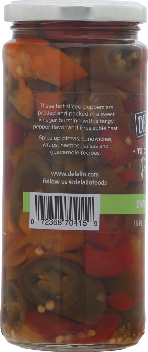 slide 10 of 13, DeLallo Sweet & Hot Tricolor Sliced Peppers 16 fl oz, 16 fl oz