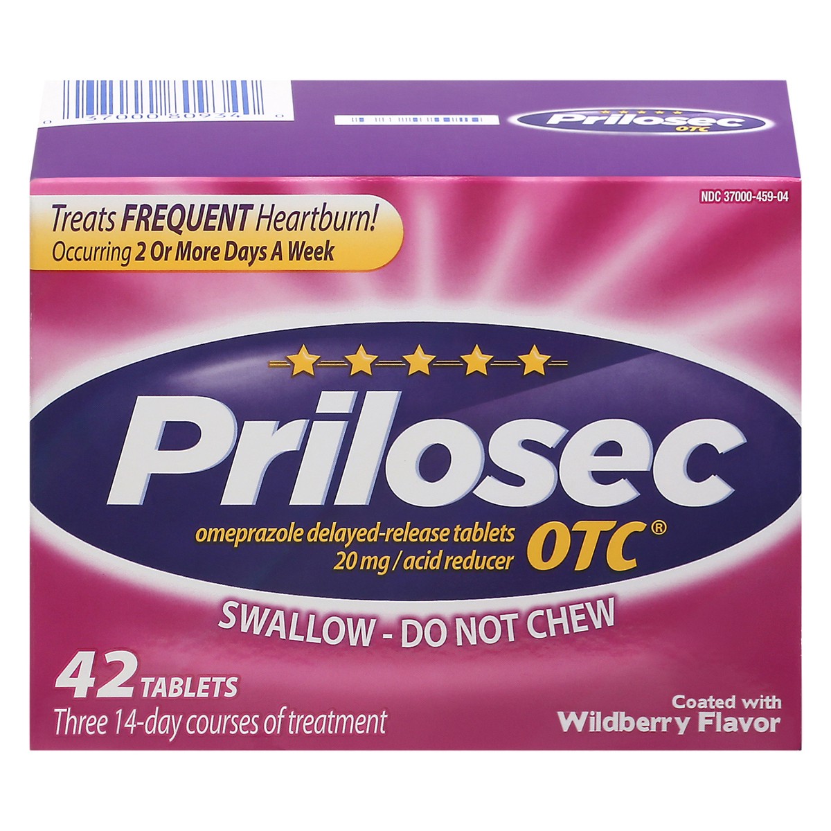 slide 1 of 1, Prilosec Omeprazole 20mg Delayed-Release Acid Reducer for Heartburn Relief Wildberry Tablets - 42ct, 42 ct