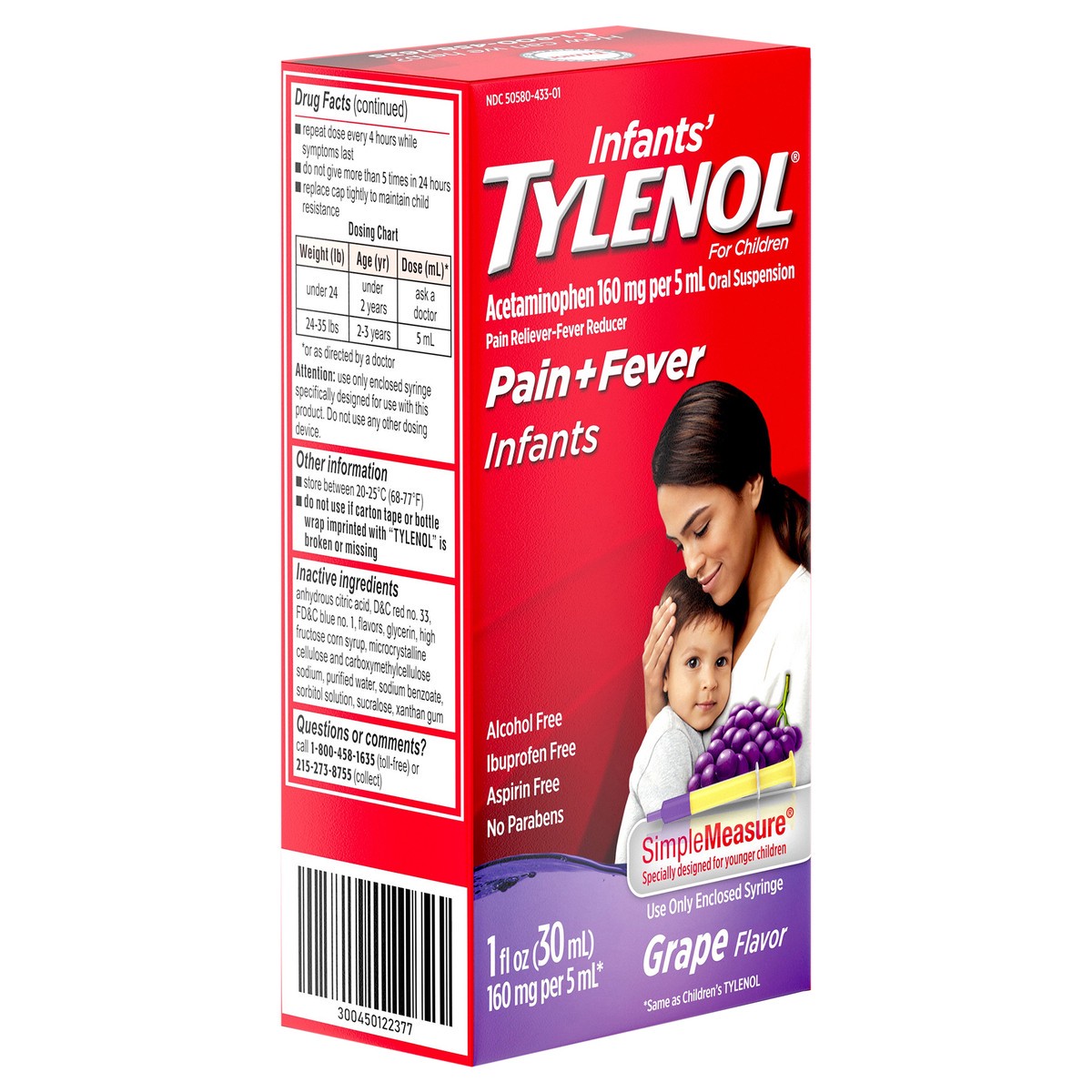 slide 7 of 7, Infants' Tylenol Acetaminophen Liquid Medicine, Grape, 1 fl. oz, 1 fl oz