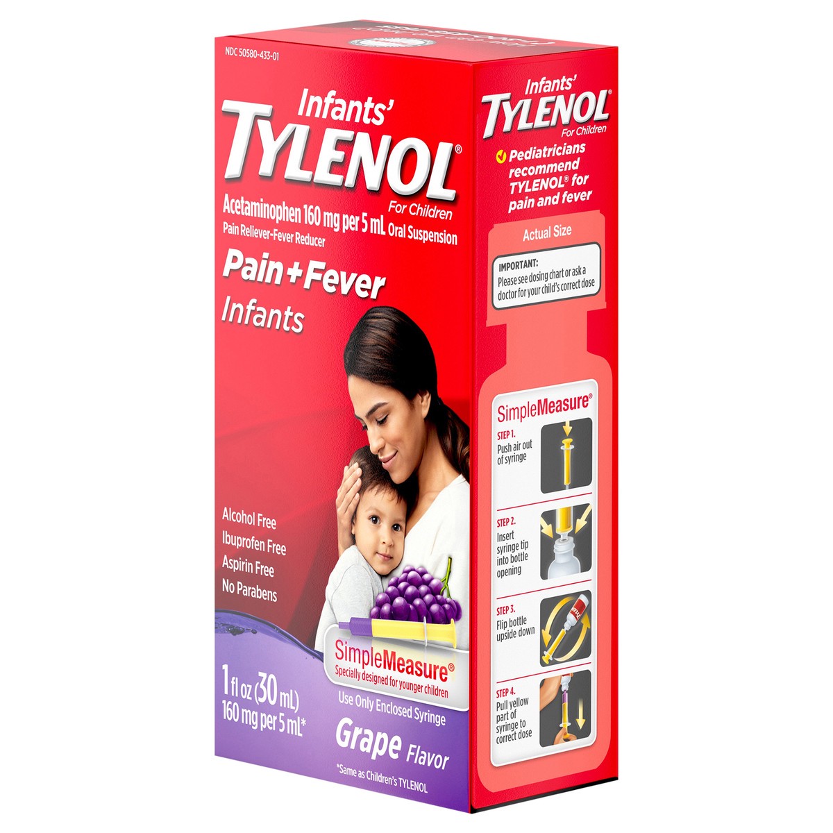 slide 5 of 7, Infants' Tylenol Acetaminophen Liquid Medicine, Grape, 1 fl. oz, 1 fl oz