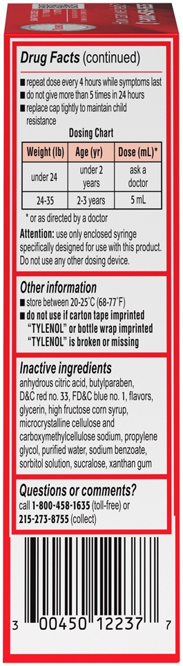 slide 4 of 6, Infants' Tylenol Oral Suspension Liquid Medicine with Acetaminophen, Baby Fever Reducer & Pain Reliever for Minor Aches & Pains, Sore Throat, Headache & Toothache, Grape Flavor, 1 fl oz