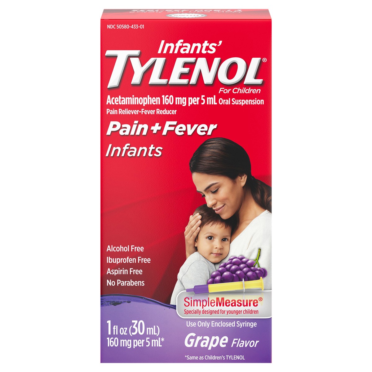 slide 1 of 7, Infants' Tylenol Acetaminophen Liquid Medicine, Grape, 1 fl. oz, 1 fl oz