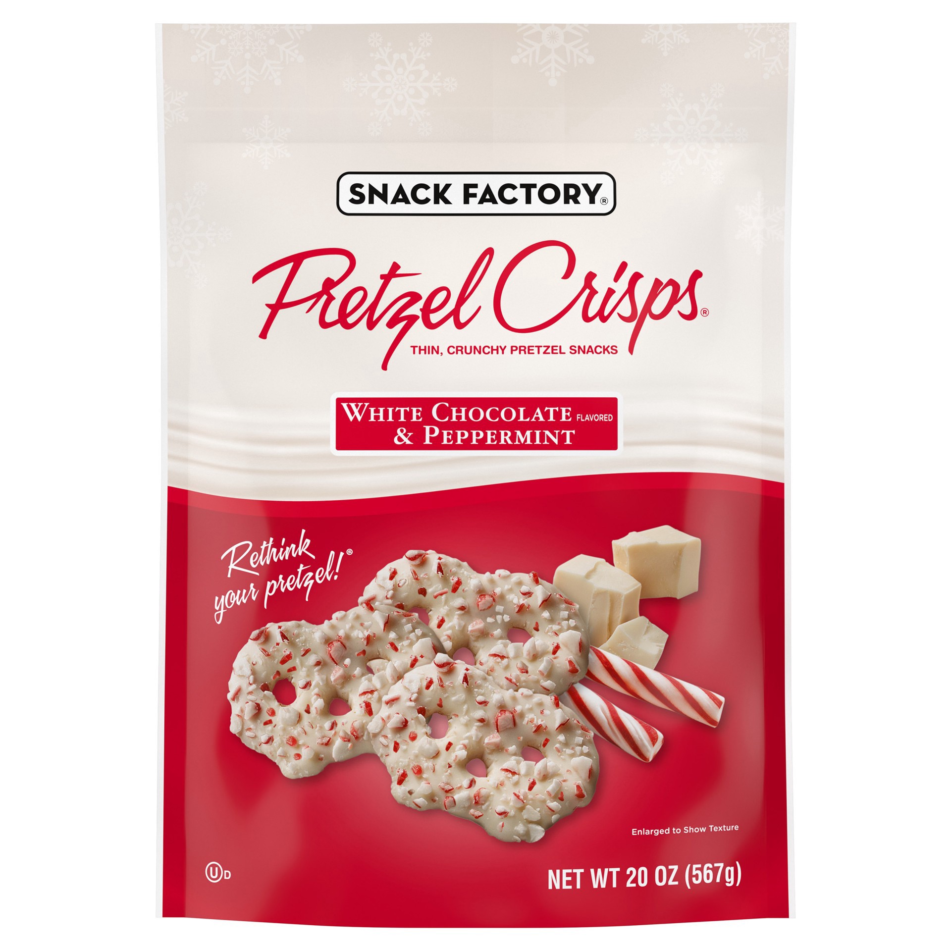 slide 1 of 1, Snack Factory White Chocolate Peppermint Pretzel Crisps, 