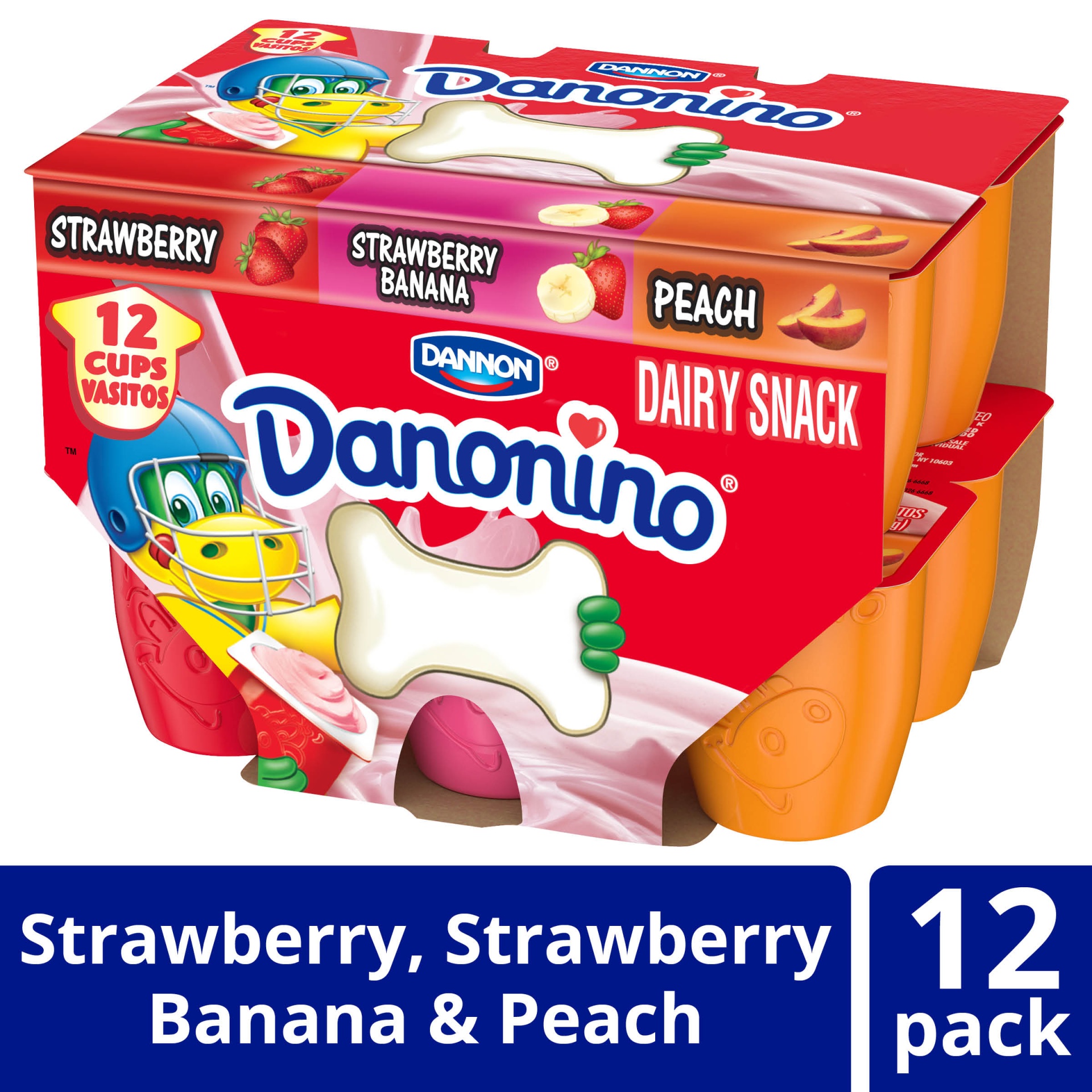 slide 1 of 5, Danonino Variety Pack Strawberry, Strawberry Banana, Peach Yogurt, 1.76 oz