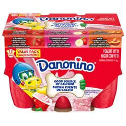 Danonino Variety Pack Strawberry, Strawberry Banana, Peach Yogurt, 1.76 Oz, 12 count