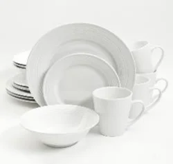 Gibson Home White Deco Fine Ceramic Dinnerware Set 16 pc