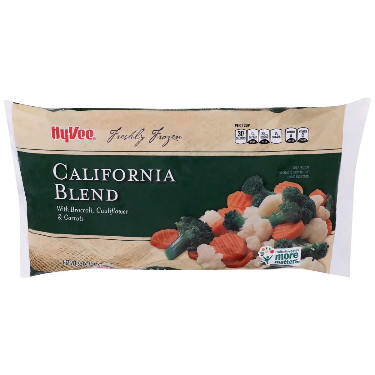slide 1 of 1, Hy-vee Freshly Frozen California Blend With Broccoli, Cauliflower & Carrots, 32 oz