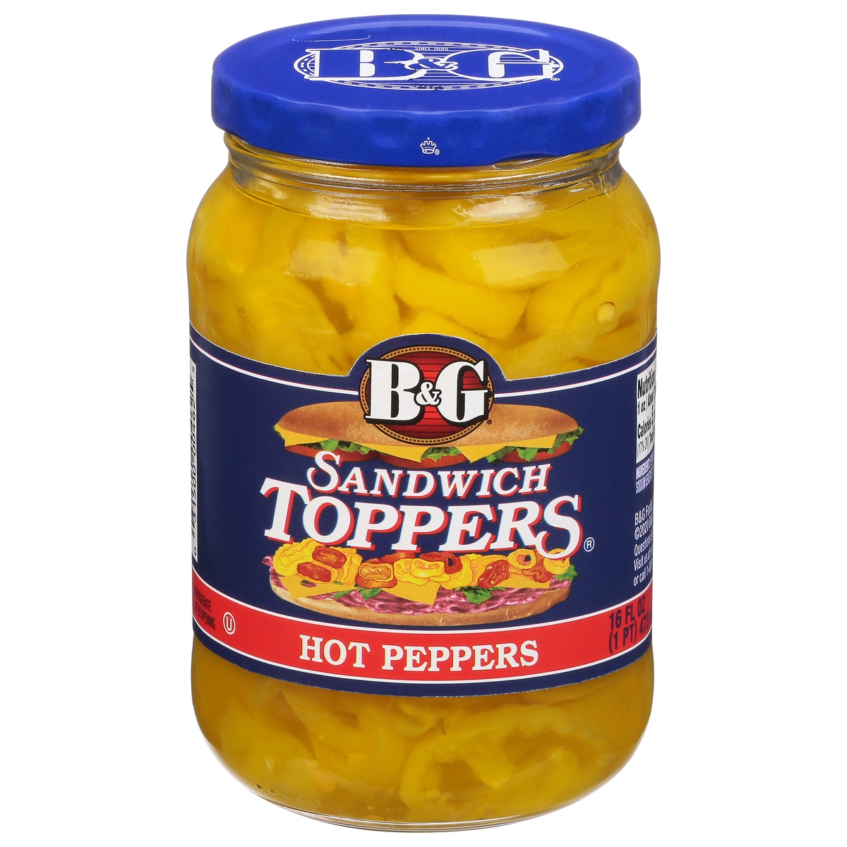 slide 1 of 1, B&G Sandwich Toppers Hot Peppersoz, 16 fl oz