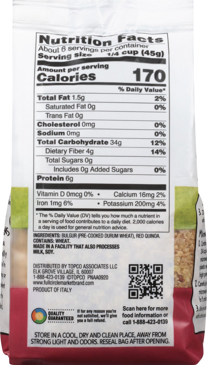 slide 3 of 14, Full Circle Market Quick Cook Bulgur & Red Quinoa 8.8 oz, 8.8 oz