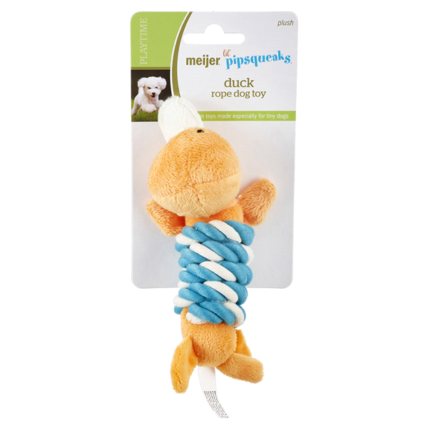 slide 1 of 1, Meijer Lil Pipsqueaks Plush Duck Rope Dog Toy, 1 ct