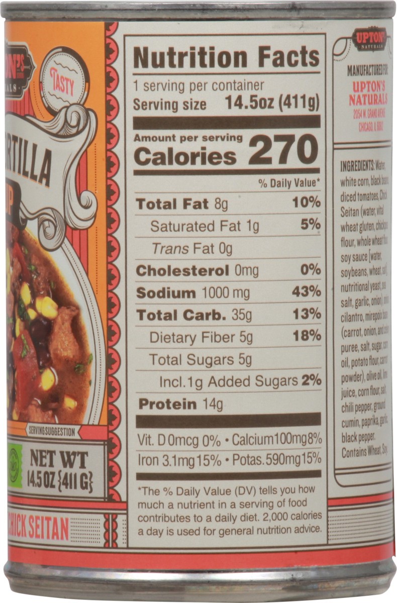 slide 4 of 9, Upton's Naturals Chick Tortilla Soup 14.5 oz, 14.5 oz
