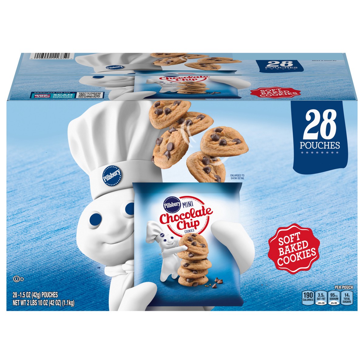 slide 1 of 1, Pillsbury Soft Baked Mini Chocolate Chip Cookies, 28 ct, 42 oz, 28 ct