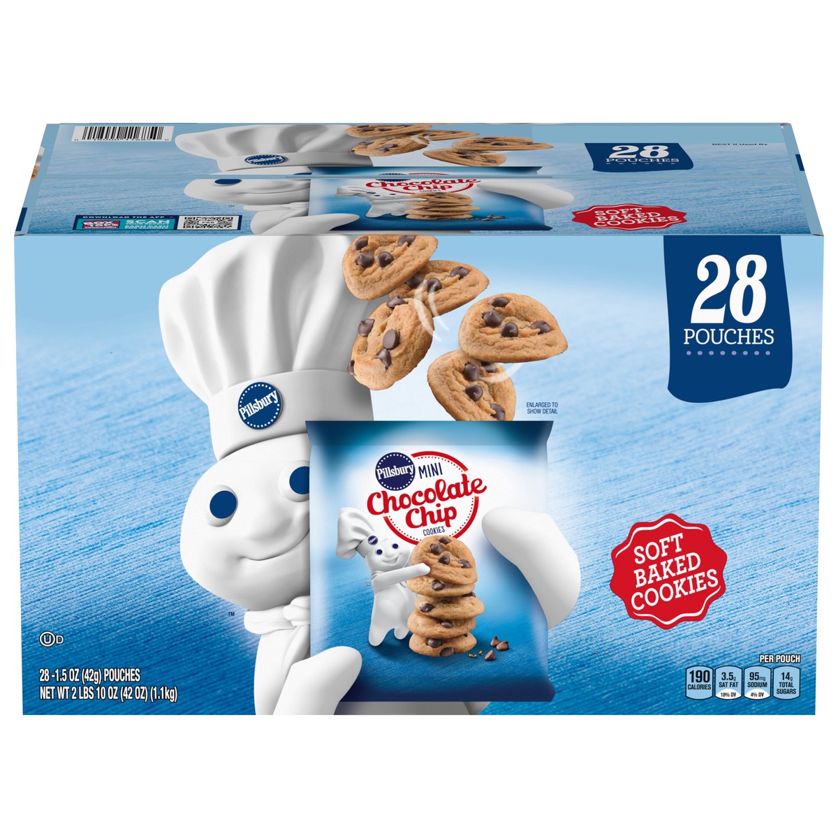 slide 1 of 1, Pillsbury Soft Baked Mini Chocolate Chip Cookies, 28 ct, 42 oz, 28 ct