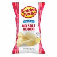 slide 1 of 1, Golden Flake Thin & Crispy No Salt Added Potato Chips, 4.625 oz