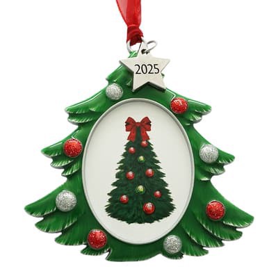slide 1 of 3, 1.75" X 2.25" Christmas Tree 2025 Metal Ornament Frame By Studio Decor, 1.75 in x 2.25 in
