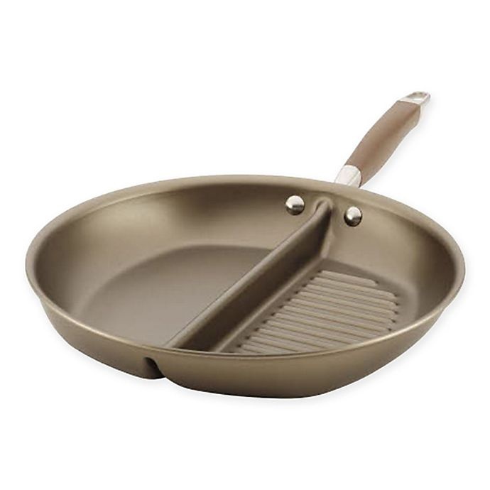 slide 1 of 1, Anolon Advanced Umber Divided Grill and Griddle Skillet, 12.5 in